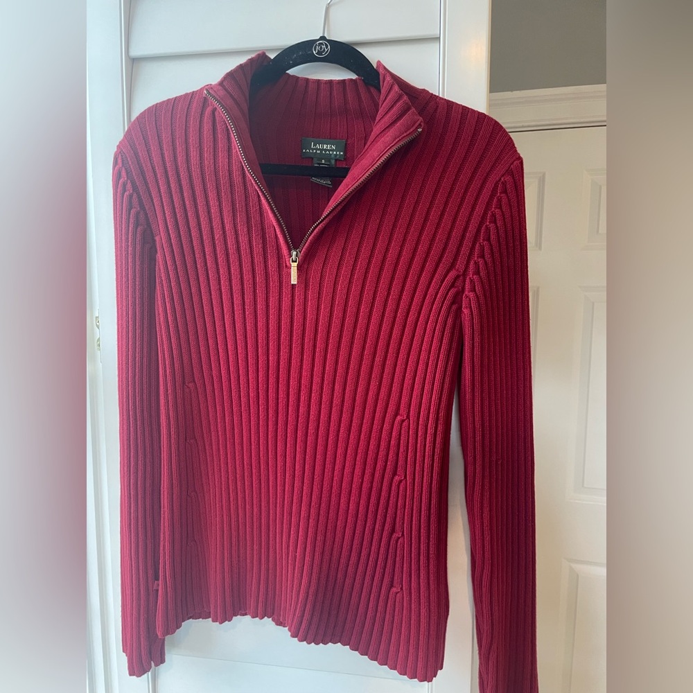 Stunning Vtg Lauren Ralph Lauren Ribbed Quarter Zip SzS Cabincore Fisherman